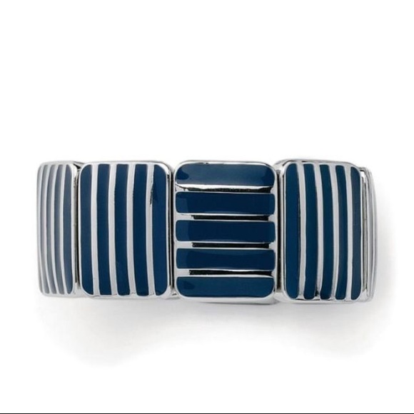 Lia Sophia Jewelry - Lia Sophia Barcode Stretch Bracelet chrome & navy